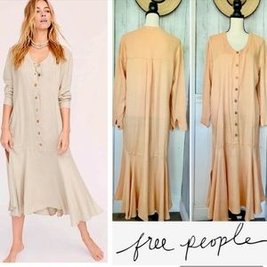 Free People Button Down Henley Midi Dress